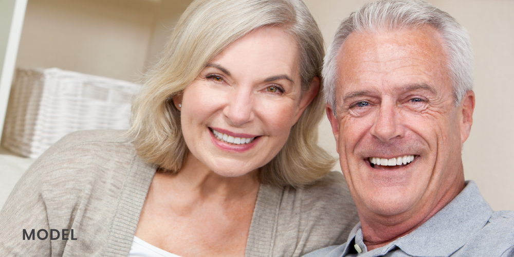 Older Couple Smiling Showing Straight Full Set of Teeth